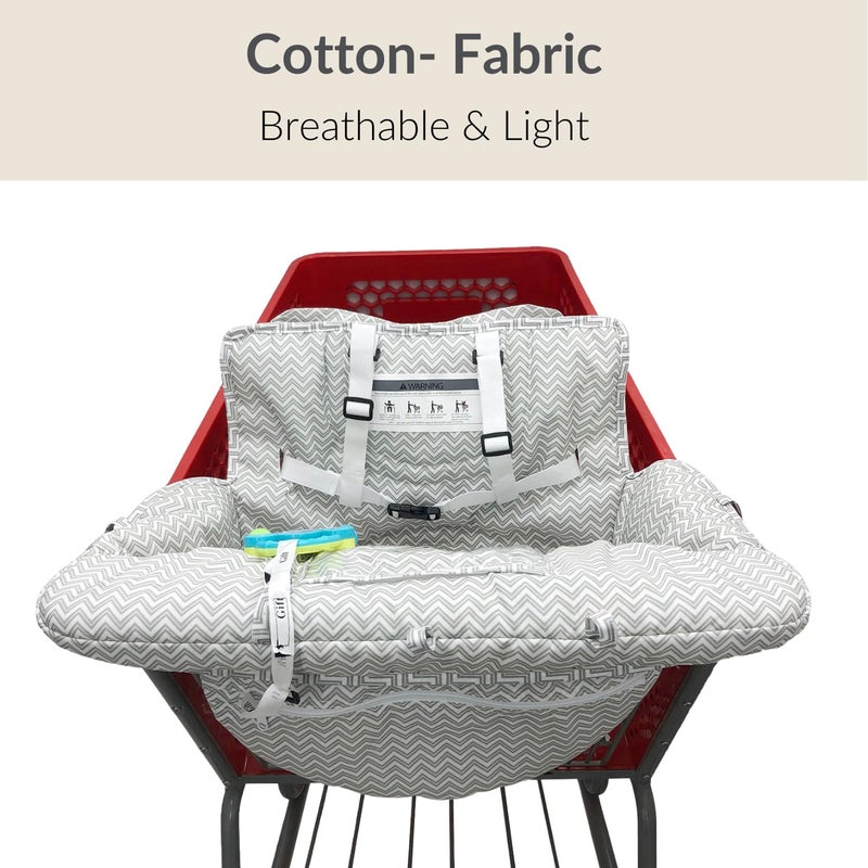 PandaEar Shopping Cart Cover for Baby, 2-in-1 Grocery Cart Seat Cover & Baby Highchair Cover for Infant, Toddler -Grey - Image 5